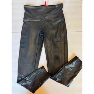 SPANX Faux Leather Leggings Womens XL Black High Rise Shaping Pull On Pants